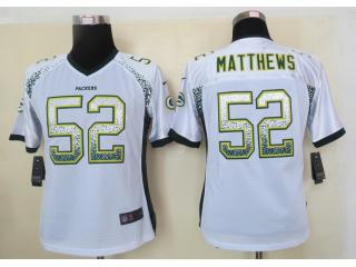 Women Green Bay Packers 52 Clay Matthews Drift Fashion Elite Jersey