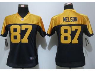 Women Green Bay Packers 87 Jordy Nelson Navy Blue Alternate Elite Jersey