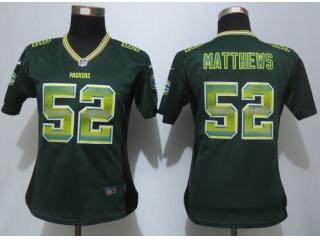 Women Green Bay Packers 52 Clay Matthews Strobe Elite Jersey