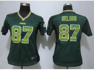 Women Green Bay Packers 87 Jordy Nelson Strobe Elite Jersey
