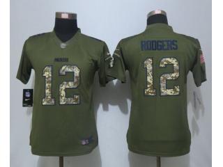 Women Green Bay Packers 12 Aaron Rodgers Salute To Service Limited Jersey