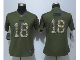 Women Green Bay Packers 18 Randall Cobb Salute To Service Limited Jersey