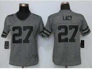 Women Green Bay Packers 27 Eddie Lacy Stitched Gridiron Gray Limited Jersey