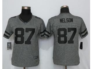 Women Green Bay Packers 87 Jordy Nelson Stitched Gridiron Gray Limited Jersey