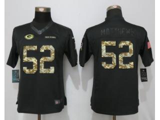 Women Green Bay Packers 52 Clay Matthews Anthracite Salute To Service Elite Jersey