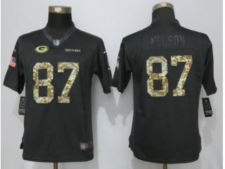 Women Green Bay Packers 87 Jordy Nelson Anthracite Salute To Service Elite Jersey