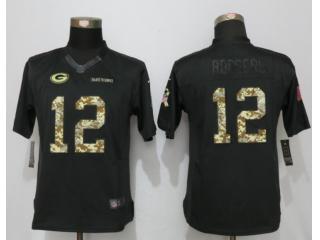 Women Green Bay Packers 12 Aaron Rodgers Anthracite Salute To Service Elite Jersey