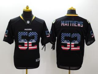 Green Bay Packers 52 Clay Matthews USA Flag Fashion Black Elite Jersey