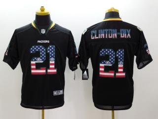 Green Bay Packers 21 Ha Clinton-Dix USA Flag Fashion Black Elite Jersey