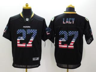 Green Bay Packers 27 Eddie Lacy USA Flag Fashion Black Elite Jersey