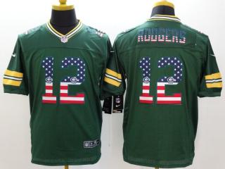 Green Bay Packers 12 Aaron Rodgers USA Flag Fashion Elite Jersey
