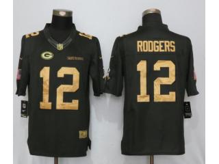 Green Bay Packers 12 Aaron Rodgers Gold Anthracite Salute To Service Limited Jersey