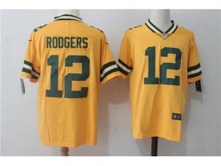 Green Bay Packers 12 Aaron Rodgers Football Jersey Legend Yellow