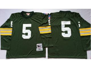 Green Bay Packers 5 Paul Hornung Football Jersey Retro Long sleeve