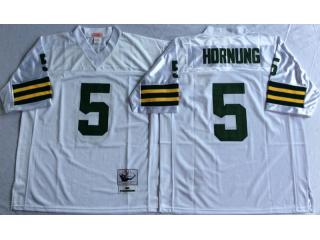 Green Bay Packers 5 Paul Hornung Football Jersey White Retro