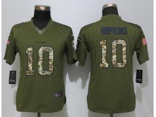 Women Houston Texans 10 DeAndre Hopkins Green Salute To Service Limited Jersey