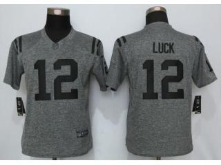 Women Indianapolis Colts 12 Andrew Luck Stitched Gridiron Gray Limited Jersey