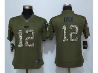 Women Indianapolis Colts 12 Andrew Luck Green Salute To Service Limited Jersey