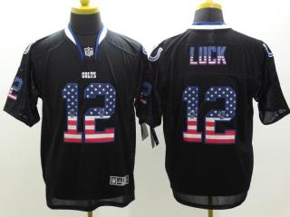 Indianapolis Colts 12 Andrew Luck USA Flag Fashion Black Elite Jersey