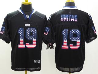 Indianapolis Colts 19 Johnny Unitas USA Flag Fashion Black Elite Jersey