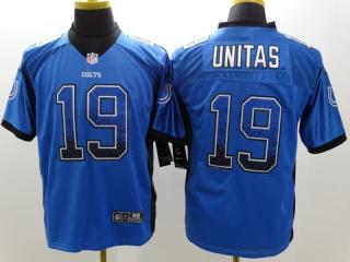 Indianapolis Colts 19 Johnny Unitas Drift Fashion Blue Elite Jersey