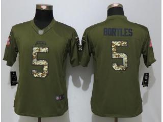 Women Jacksonville Jaguars 5 Blake Bortles Green Salute To Service Limited Jersey