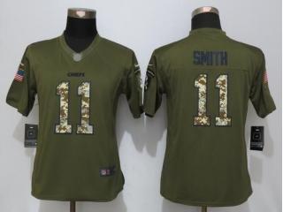 Women Kansas City Chiefs 11 Alex Smith Green Salute To Service Limited Jersey