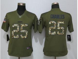 Women Kansas City Chiefs 25 Jamaal Charles Green Salute To Service Limited Jersey