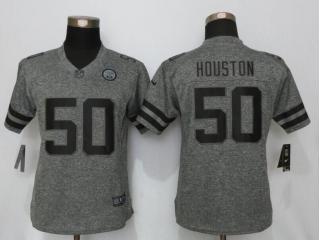 Women Kansas City Chiefs 50 Justin Houston Stitched Gridiron Gray Limited Jersey