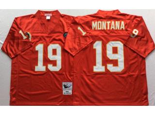 Kansas City Chiefs 19 Joe Montana Foot ball Jersey Red Retro
