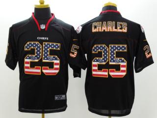 Kansas City Chiefs 25 Jamaal Charles USA Flag Fashion Black Elite Jersey