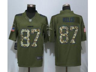 Kansas City Chiefs 87 Travis Kelce Green Salute To Service Limited Jersey