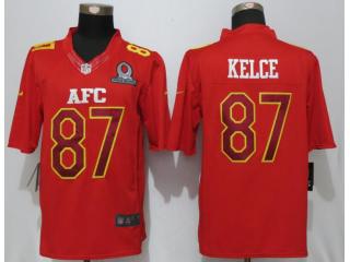 all star Kansas City Chiefs 87 Travis Kelce Red 2017 Pro Bowl Limited Jersey