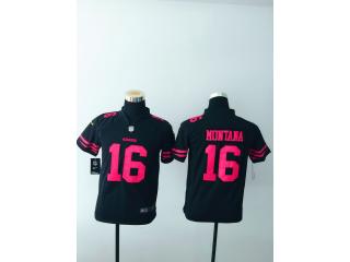 Youth San Francisco 49ers 16 Joe Montana Football Jersey Black