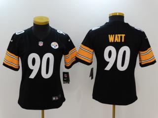 Women Pittsburgh Steelers 90 T.J. Watt Football Jersey Legend Black
