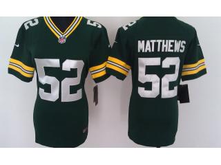 Women Green Bay Packers 52 Clay Matthews Football Jersey