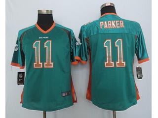 Women Miami Dolphins 11 DeVante Parker Drift Fashion Green Elite Jersey