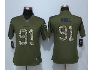 Women Miami Dolphins 91 Cameron Wake Green Salute To Service Limited Jersey