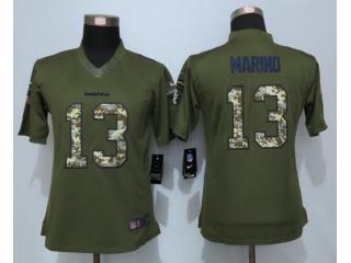 Women Miami Dolphins 13 Dan Marino Green Salute To Service Limited Jersey