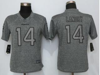 Women Miami Dolphins 14 Jarvis Landry Stitched Gridiron Gray Limited Jersey