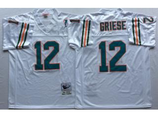 Miami Dolphins 12 Bob Griese Football Jersey White Retro