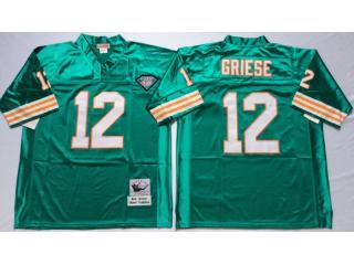 Miami Dolphins 12 Bob Griese Football Jersey Green Retro