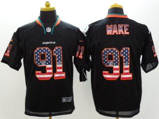 Miami Dolphins 91 Cameron Wake USA Flag Fashion Black Elite Jersey