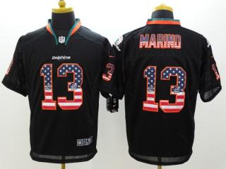 Miami Dolphins 13 Dan Marino USA Flag Fashion Black Elite Jersey