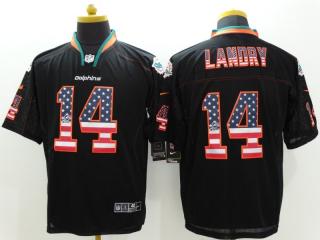 Miami Dolphins 14 Jarvis Landry USA Flag Fashion Black Elite Jersey