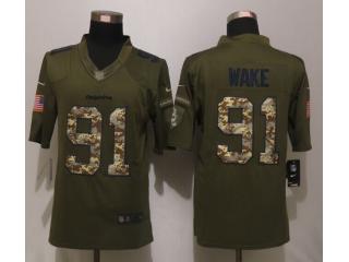 Miami Dolphins 91 Cameron Wake Green Salute To Service Limited Jersey