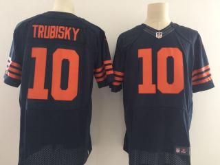 Chicago Bears 10 Mitchell Trubisky elite Football Jersey Navy Blue Orange Word