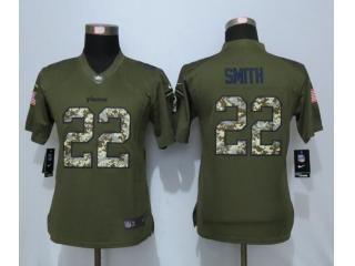 Women Minnesota Vikings 22 Harrison Smith Green Salute To Service Limited Jersey