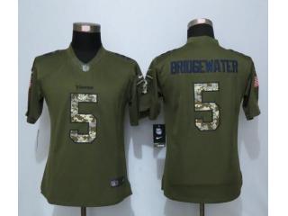 Women Minnesota Vikings 5 Teddy Bridgewater Green Salute To Service Limited Jersey