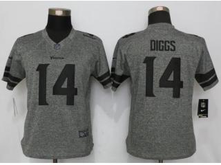 Women Minnesota Vikings 14 Stefon Diggs Stitched Gridiron Gray Limited Jersey